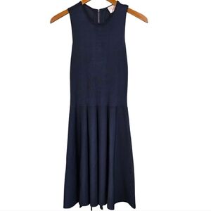 Parker Navy Blue Sleeveless Fit & Flare Stretch Knit Skater Mini Dress Size Lg.